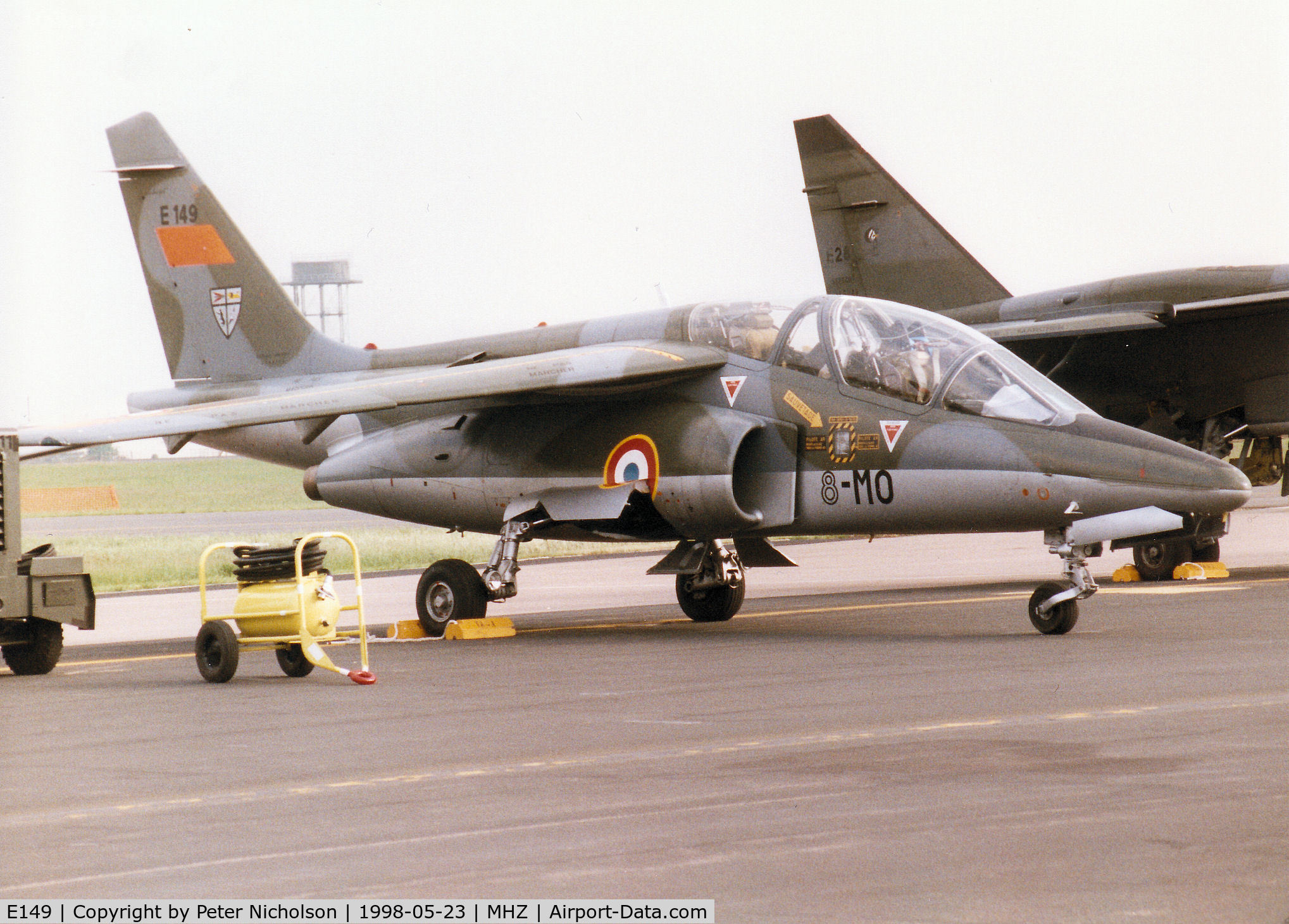 E149, Dassault-Dornier Alpha Jet E C/N E149, Alpha Jet of ETO 01.008 of the French Air Force at Cazaux on the flight-line at the 1998 RAF Mildenhall Air Fete.