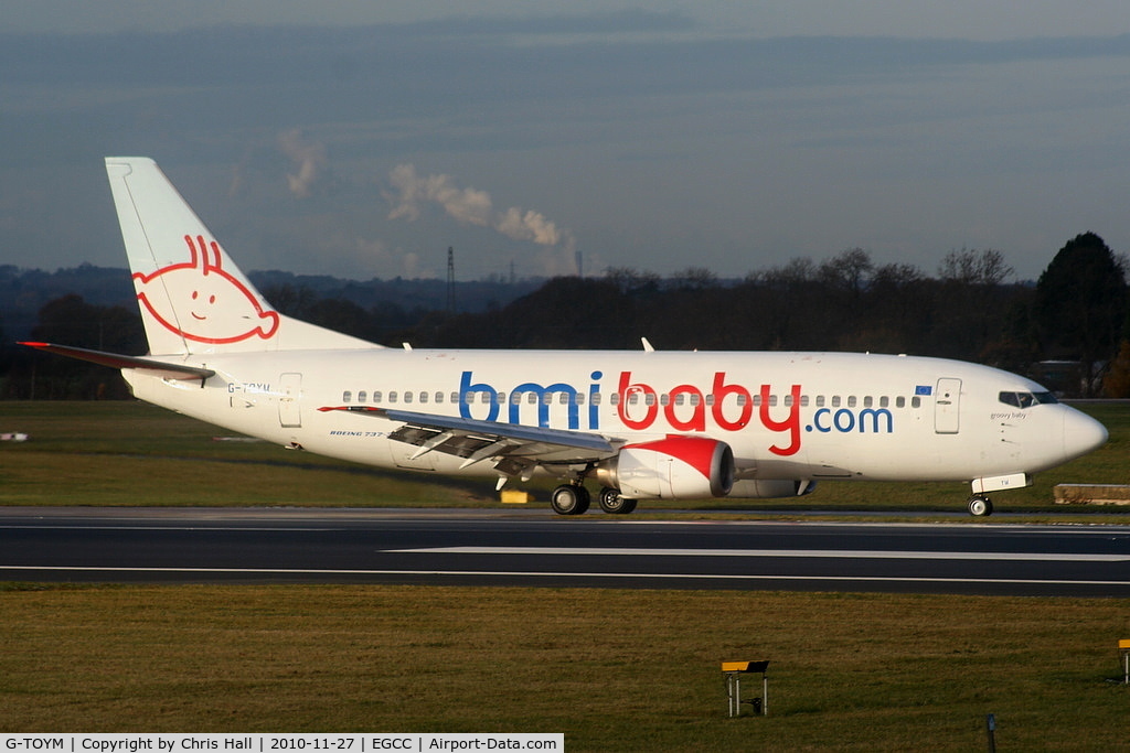 G-TOYM, 1998 Boeing 737-36Q C/N 29141, BMI Baby B737 turning off RW05R