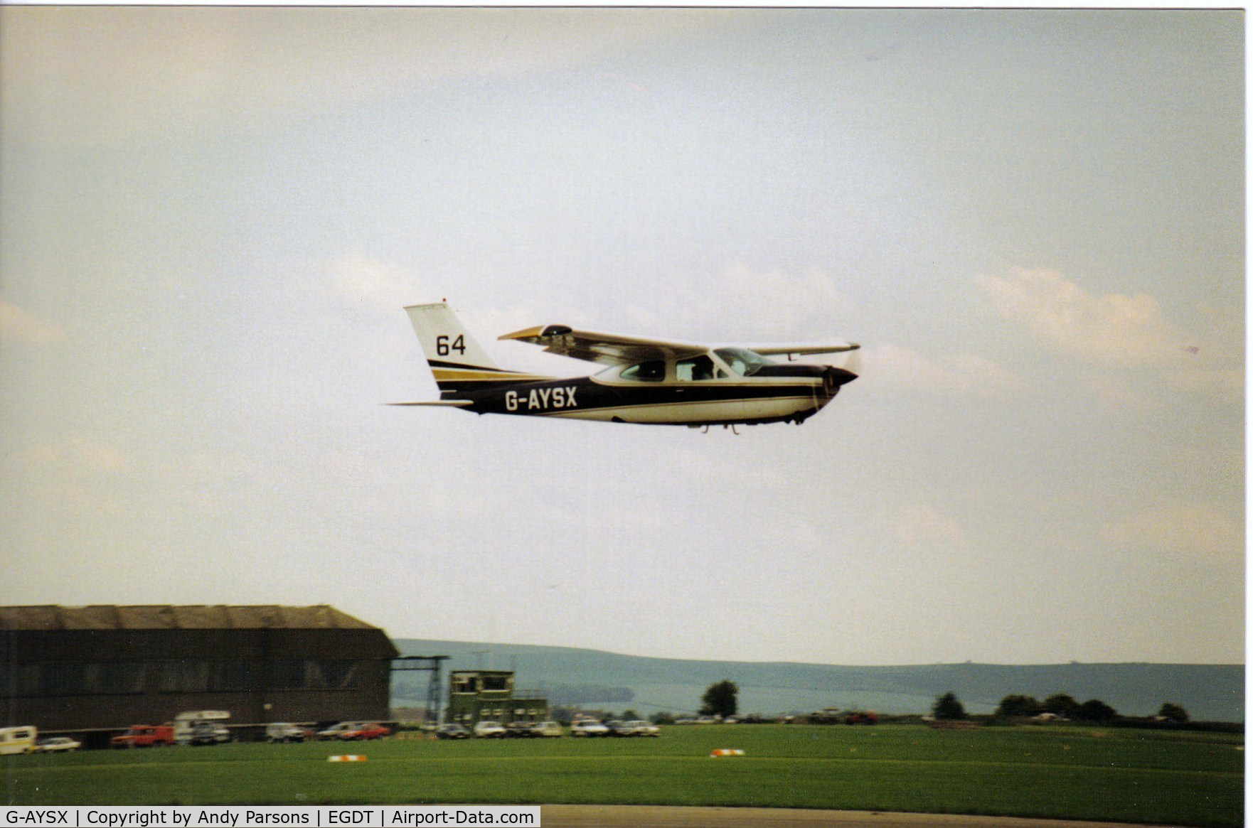 G-AYSX, 1971 Reims F177RG Cardinal RG C/N 0024, Low and fast arrival at a PFA rally at WRoughton(scanned print)