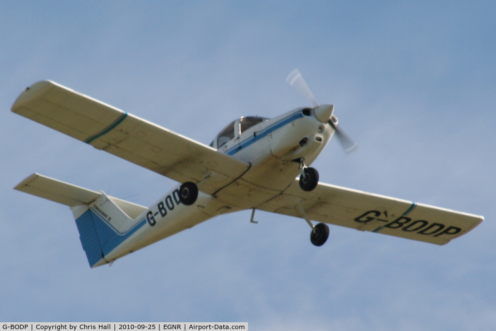 G-BODP, 1981 Piper PA-38-112 Tomahawk Tomahawk C/N 38-81A0010, Flintshire Flying School PA-38 departing from RW22