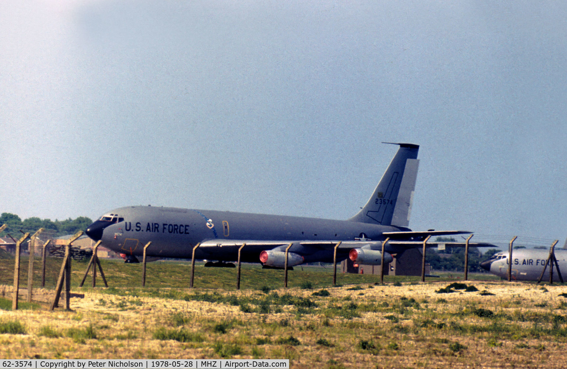 62-3574, 1962 Boeing KC-135A Stratotanker C/N 18557, KC-135A Stratotanker of the 301st Air Refuelling Wing at Rickenbacker AFB on detachment to RAF Mildenhall in May 1978.