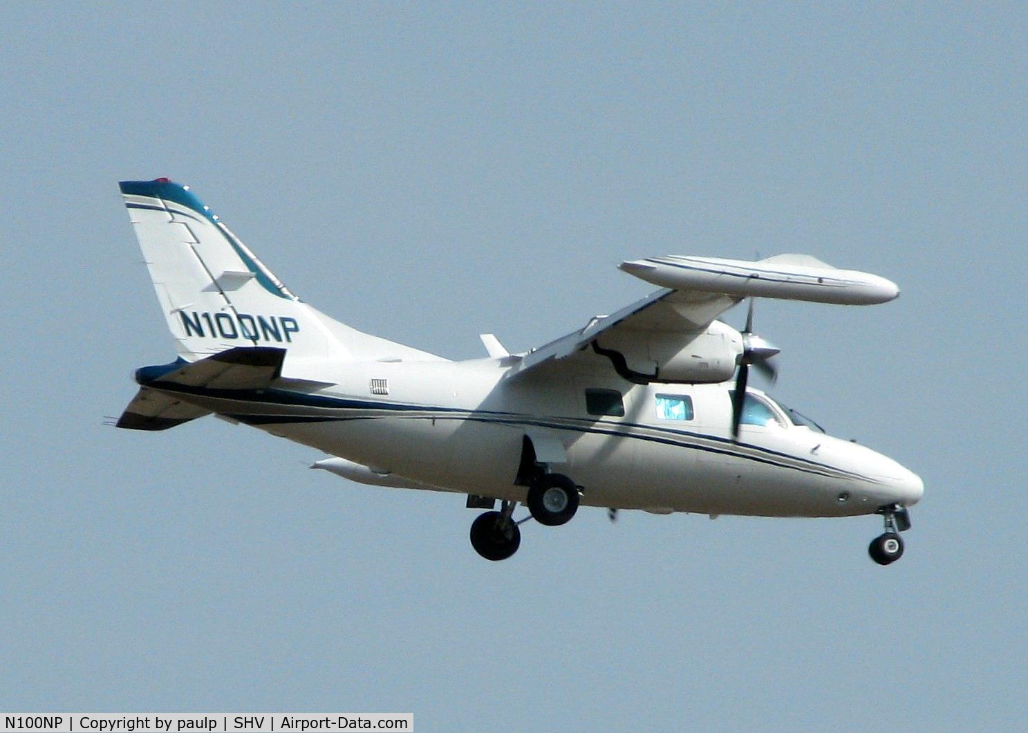 N100NP, 1980 Mitsubishi MU-2B-40 Solitaire C/N 423 S.A., Landing at Shreveport Regional.