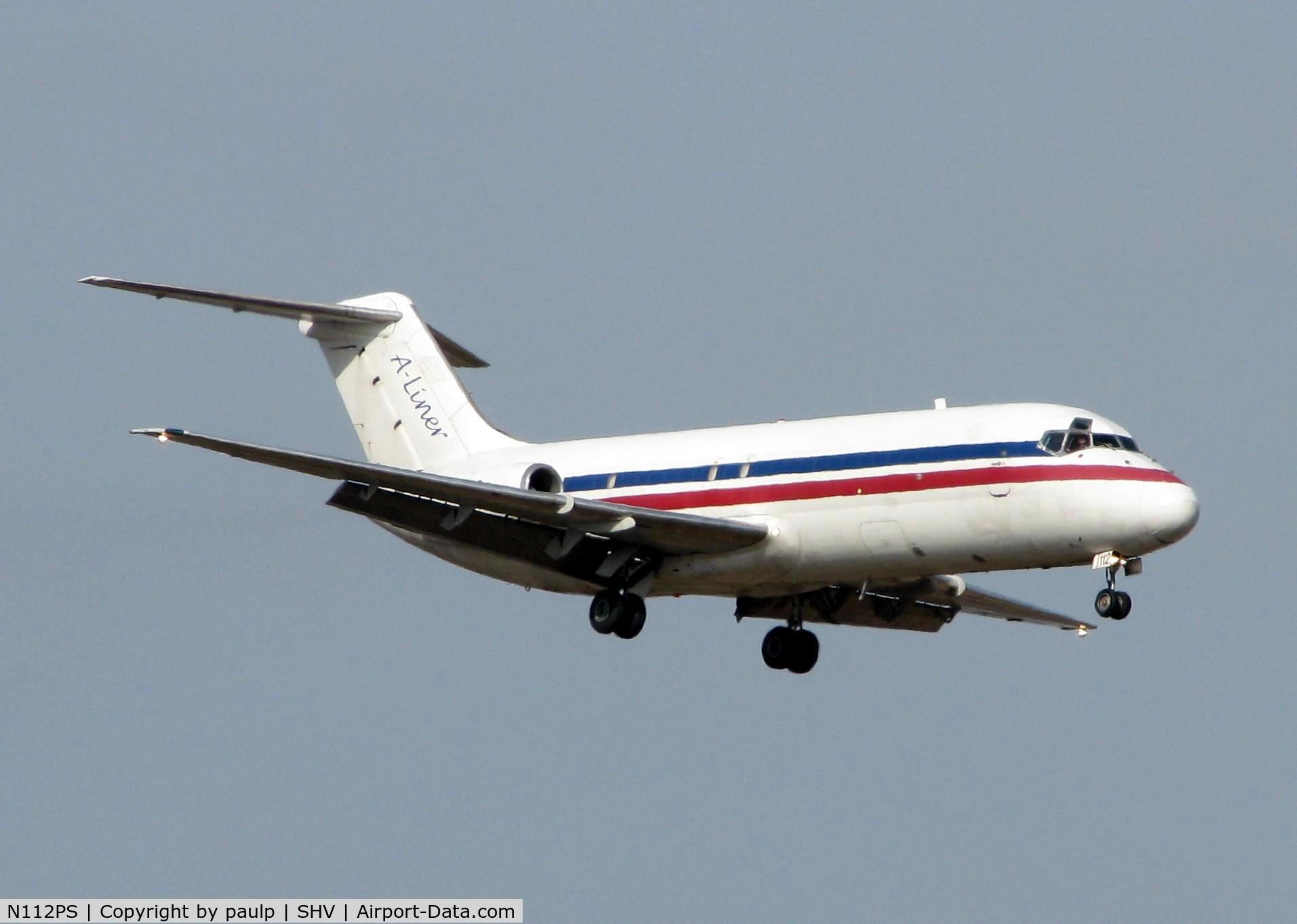 N112PS, 1967 Douglas DC-9-15F C/N 47013, Landing on Rwy 14 at Shreveport Regional.