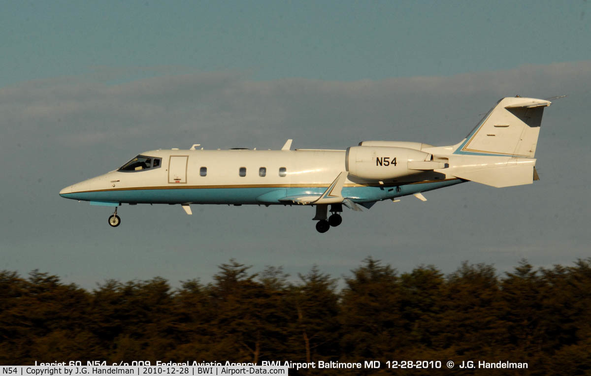 N54, 1993 Learjet Inc 60 C/N 009, FAA Airways Monitor at BWI.