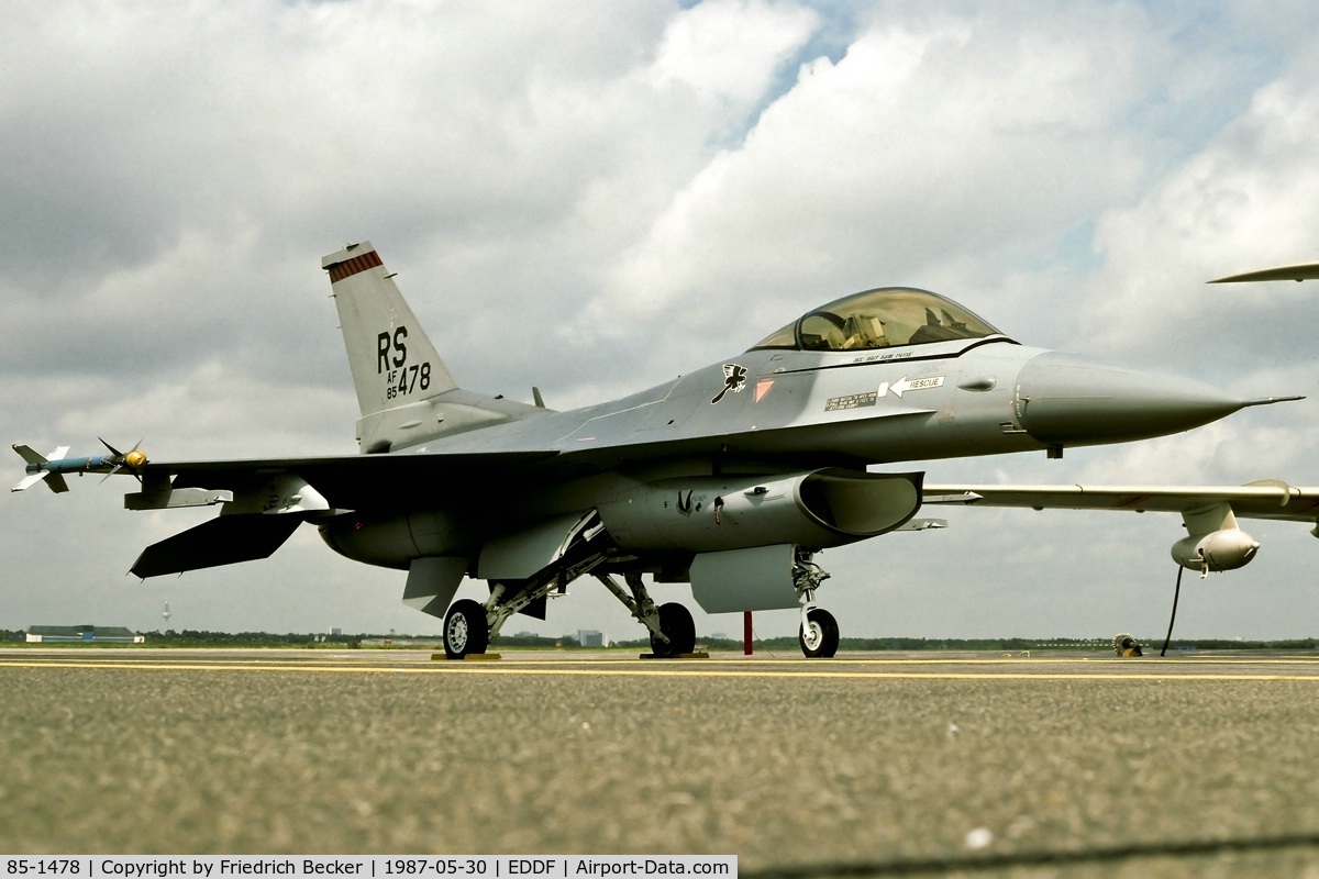 85-1478, 1985 General Dynamics F-16C Fighting Falcon C/N 5C-258, static display Rhein Main AB