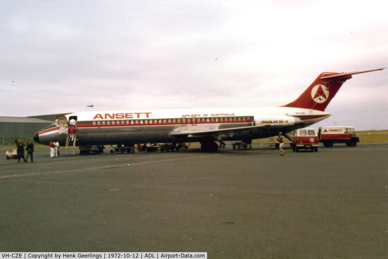 VH-CZE, 1968 Douglas DC-9-31 C/N 47202, Ansett DC-9-31 at Adelaide , 1972