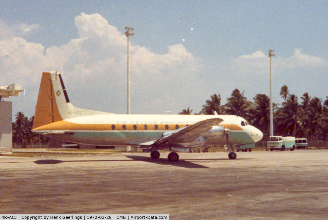 4R-ACJ, 1964 Hawker Siddeley HS.748 Series 2 C/N 1571, Air Ceylon , Colombo , 1972