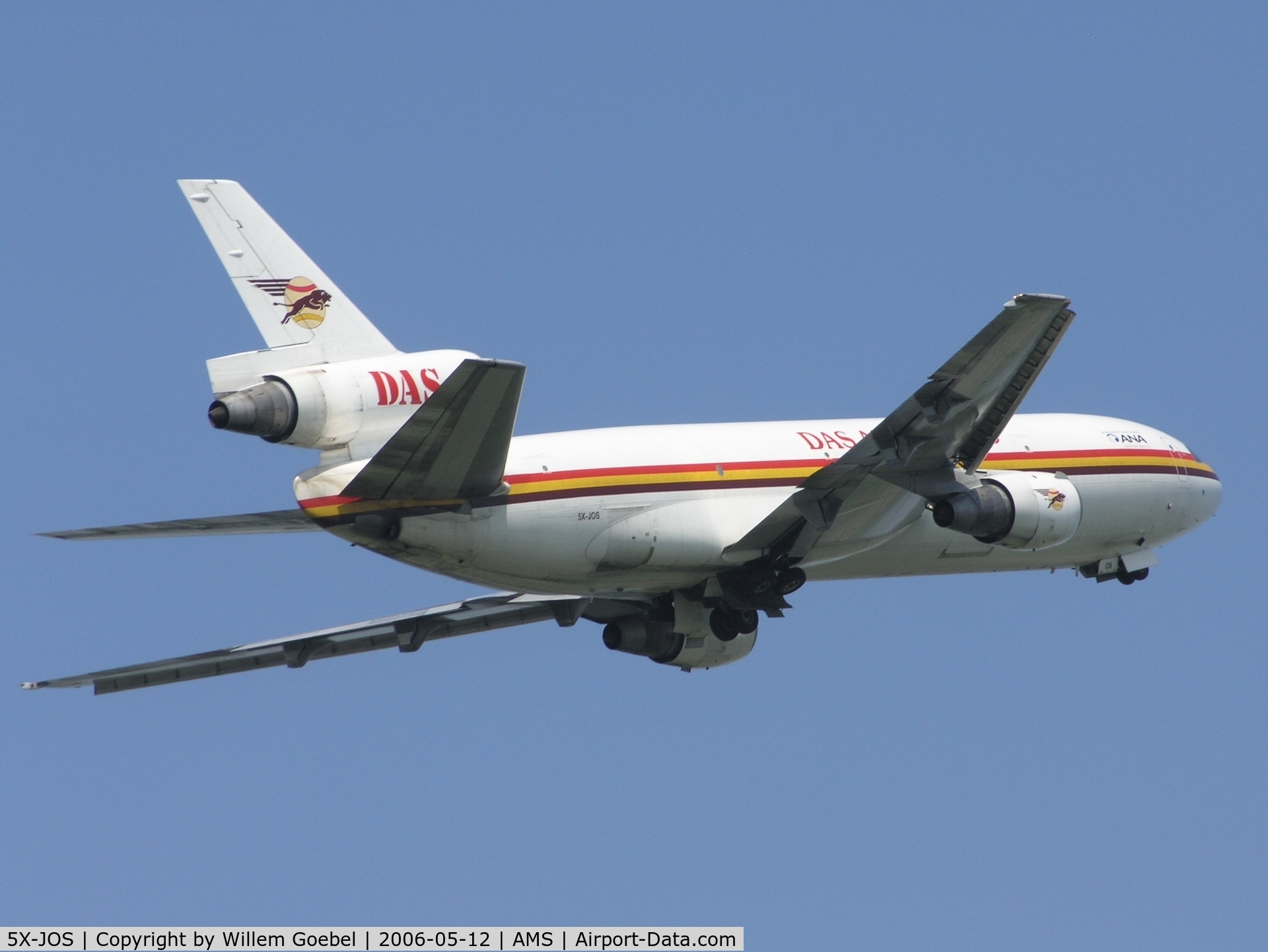 5X-JOS, 1978 McDonnell Douglas DC-10-30F C/N 46976, Take off of Amsterdam Airport from the 