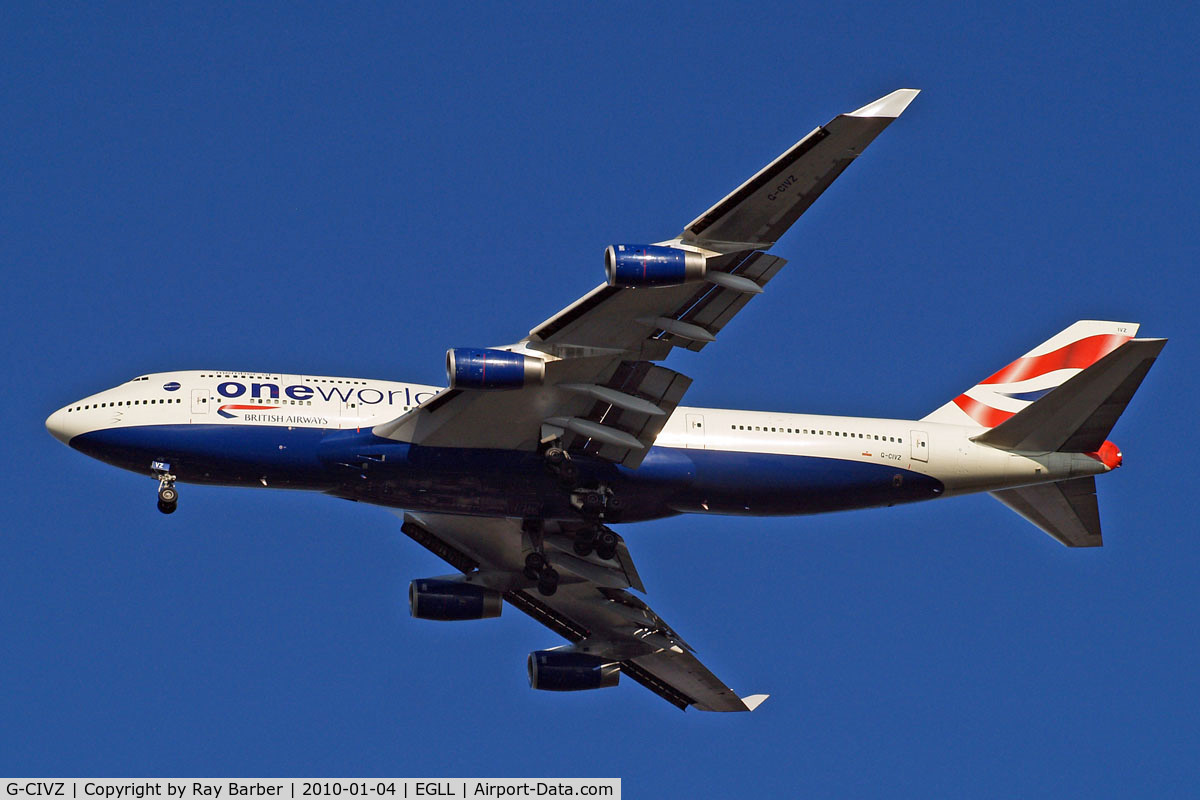 G-CIVZ, 1998 Boeing 747-436 C/N 28854, Boeing 747-436 [28854] (British Airways) Home~G 04/01/2010 wearing 