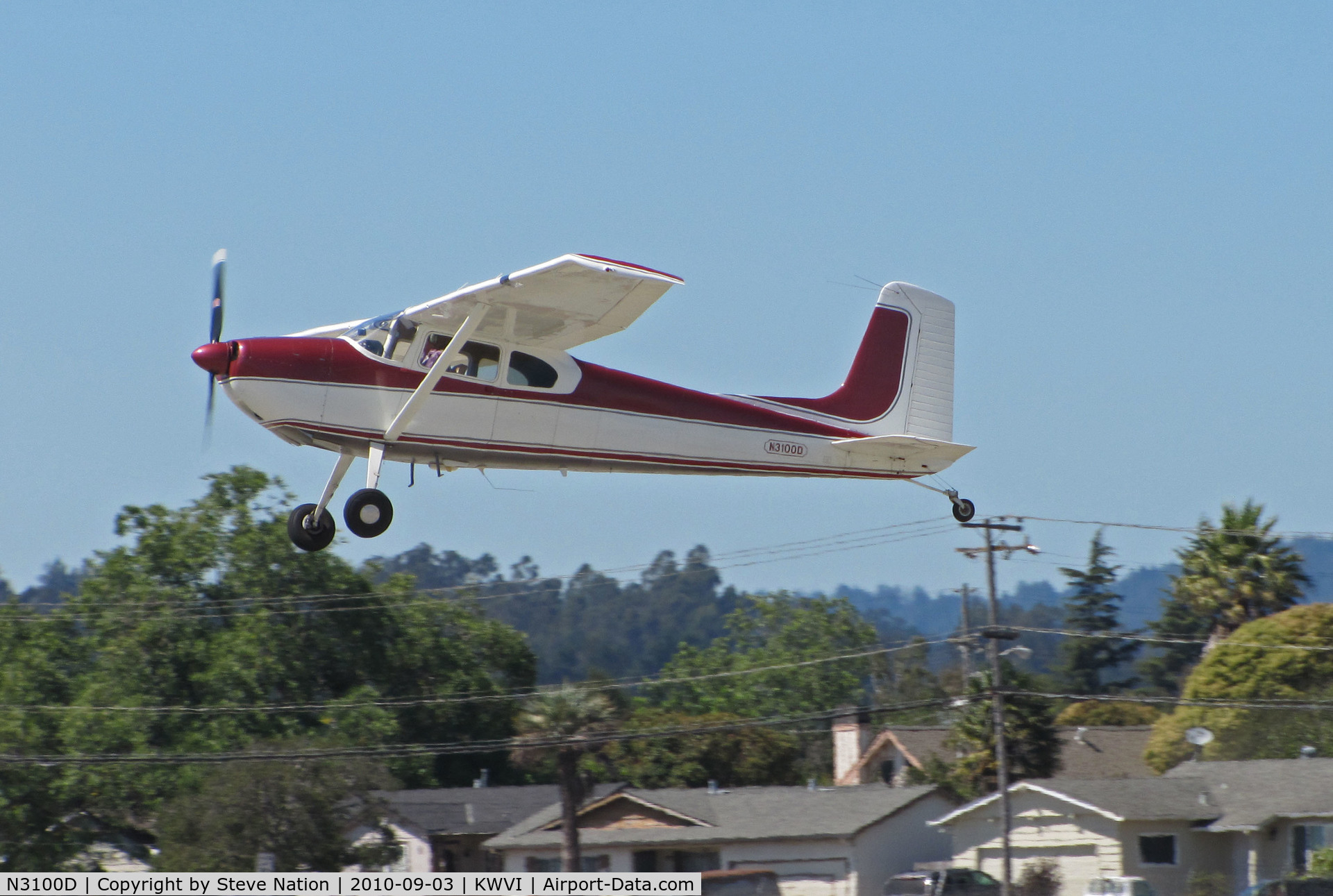 N3100D, 1955 Cessna 180 C/N 31898, San Jose, CA-based 1955 Cessna 180 climbing out @ 2010 Watsonville Fly-In