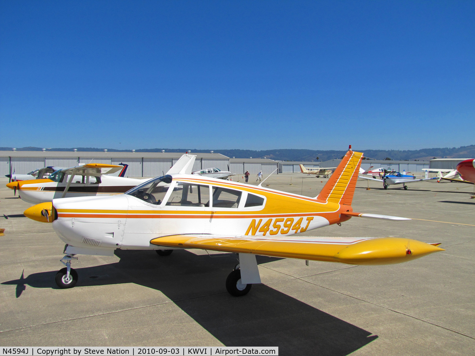 N4594J, 1968 Piper PA-28R-180 Cherokee Arrow C/N 28R-30470, Reno, NV-based 1968 Piper PA-28R-180 in very smart color scheme @ 2010 Watsonville Fly-in