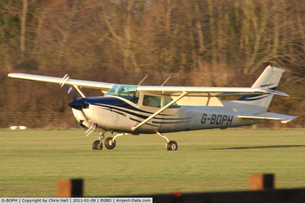 G-BOPH, 1979 Cessna TR182 Turbo Skylane RG C/N R182-01031, landing at Derby-Eggington airfield