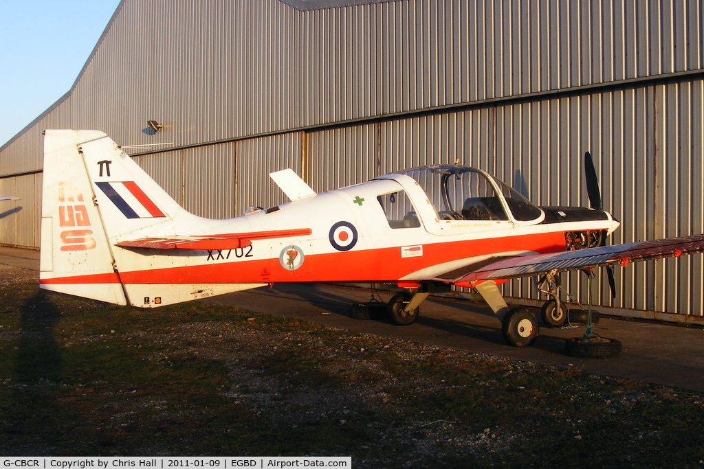 G-CBCR, 1975 Scottish Aviation Bulldog T.1 C/N BH120/351, displaying its former RAF id XX702