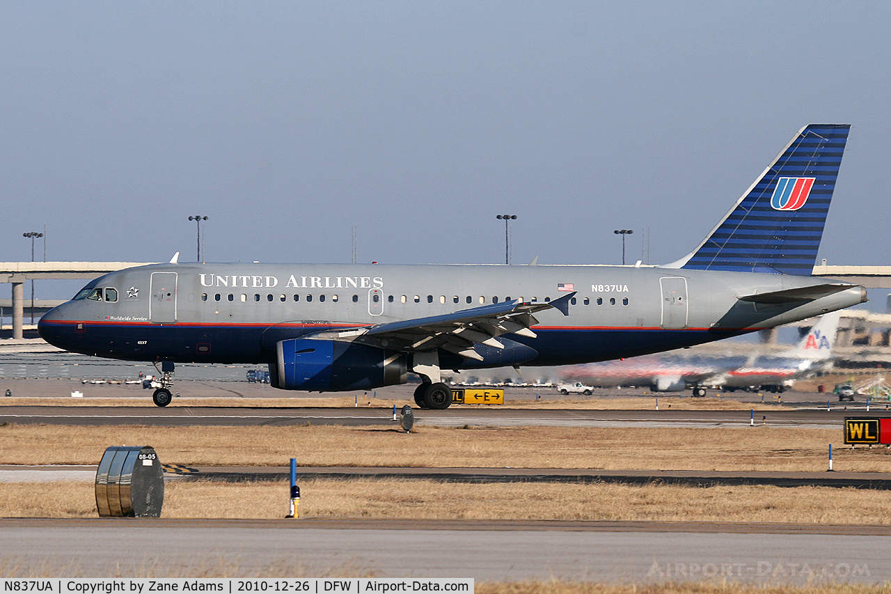 N837UA, 2001 Airbus A319-131 C/N 1474, United Airlines at DFW Airport