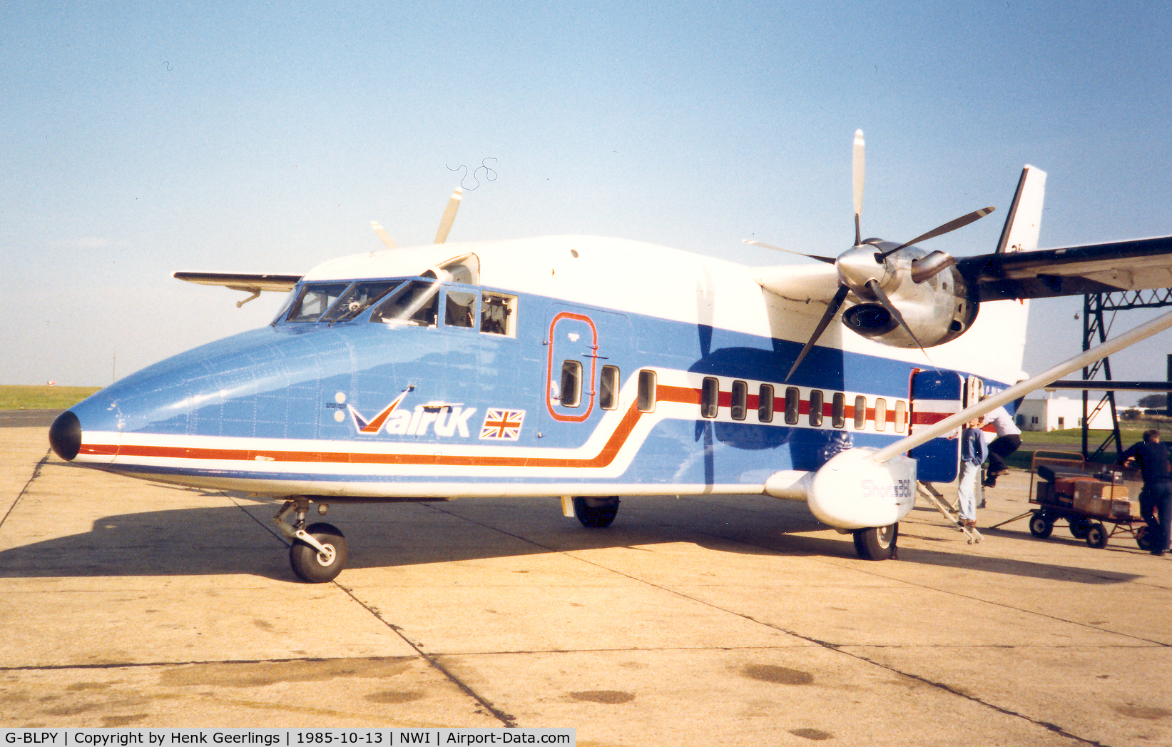G-BLPY, 1984 Short 360-100 C/N SH.3660, Air UK , Transit at Norwich on the way to Stansted,

1985
