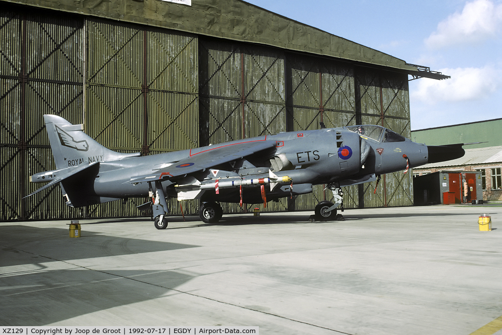 XZ129, 1976 Hawker Siddeley Harrier GR.3 C/N 712188, After withdrawl with the RAF this Harrier GR3 went to the Fleet Air Arm to serve as an instructional airframe with the Engineering Training School (ETS).