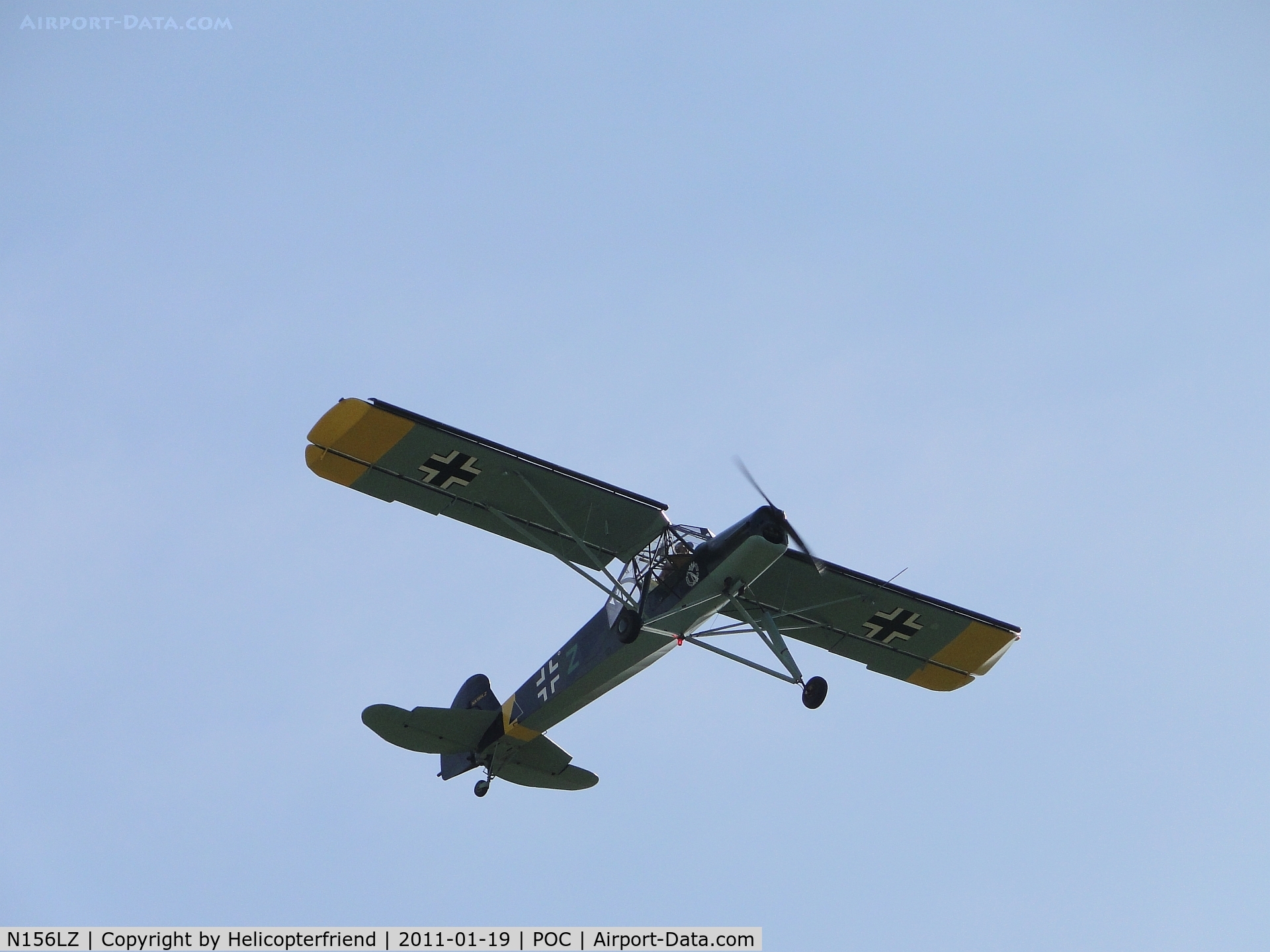 N156LZ, 2009 Fieseler Fi-156C Storch Replica C/N SA-001K, After short rollout from landing, ship is airbourne and climbing out to go around