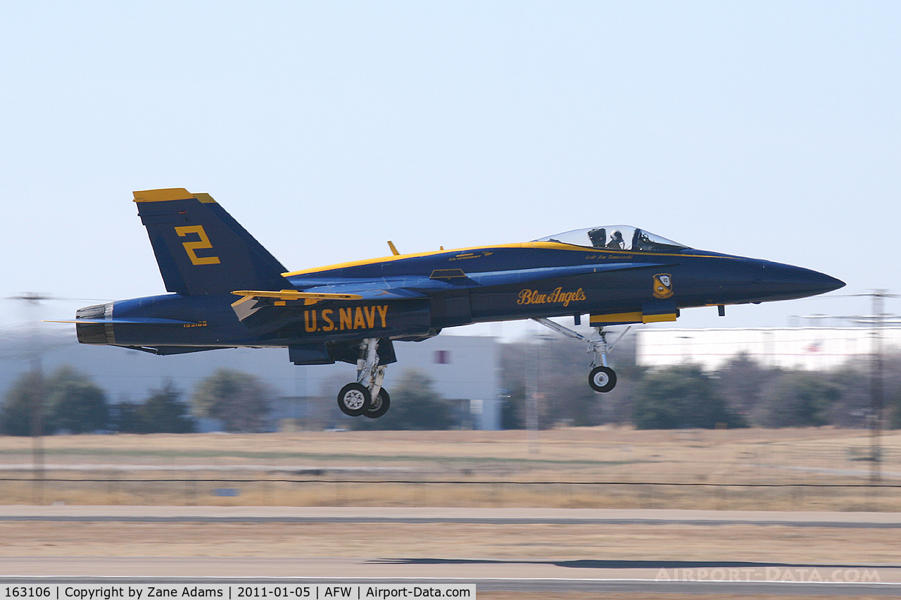 163106, McDonnell Douglas F/A-18A Hornet C/N 0495, Blue Angel #2 at Alliance Airport, Fort Worth, TX