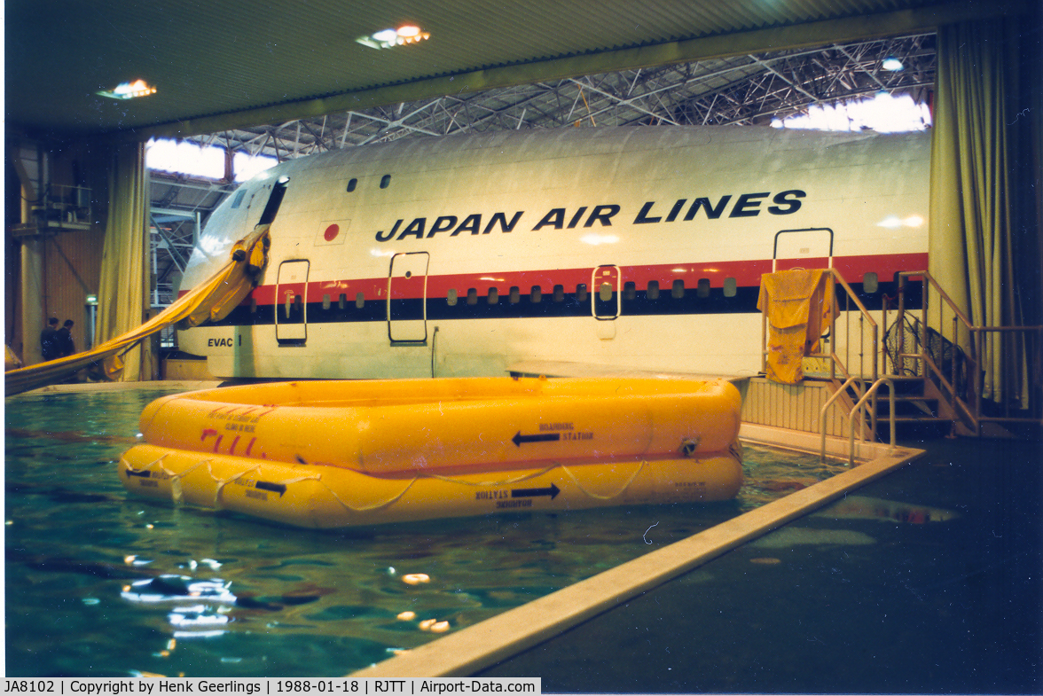 JA8102, 1970 Boeing 747-146 C/N 19726, JAL's Flight Safety Training Center at Haneda , jan '88