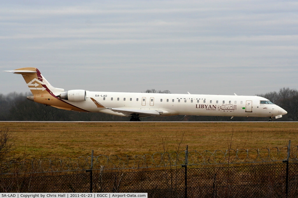 5A-LAD, 2008 Bombardier CRJ-900ER (CL-600-2D24) C/N 15214, Libyan Airlines CRJ-900 lining up on RW05L