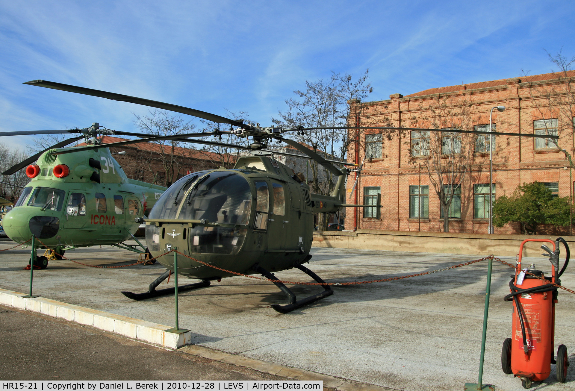 HR15-21, MBB Bo.105C-LOH C/N S4-460, Former Spanish Air Force helicopter preserved and on display at Museo del Aire