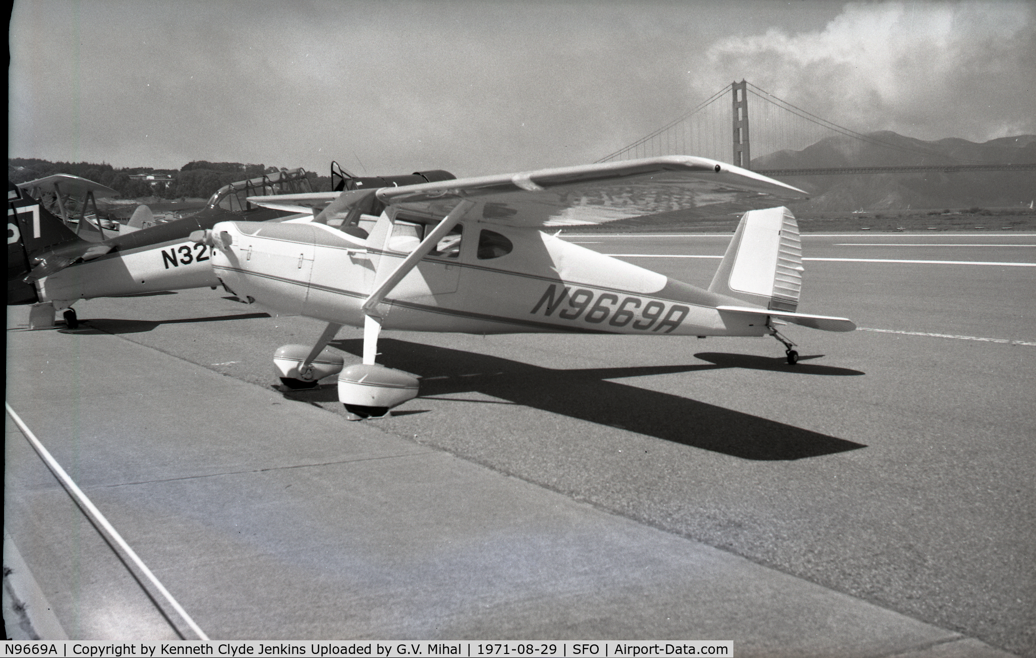 N9669A, 1950 Cessna 140A C/N 15390, The photo negative that I have uploaded was taken by Mr. Jenkins in 1971 at a Crissy Field fly-in. I purchased all of Mr. Jenkings aircraft negatives and was researching then when I crossed this site and thought I would share the late Mr. Jenkins work. I 