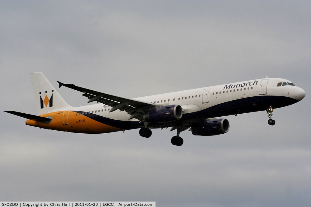 G-OZBO, 2000 Airbus A321-231 C/N 1207, Monarch A321 on approach for RW05L