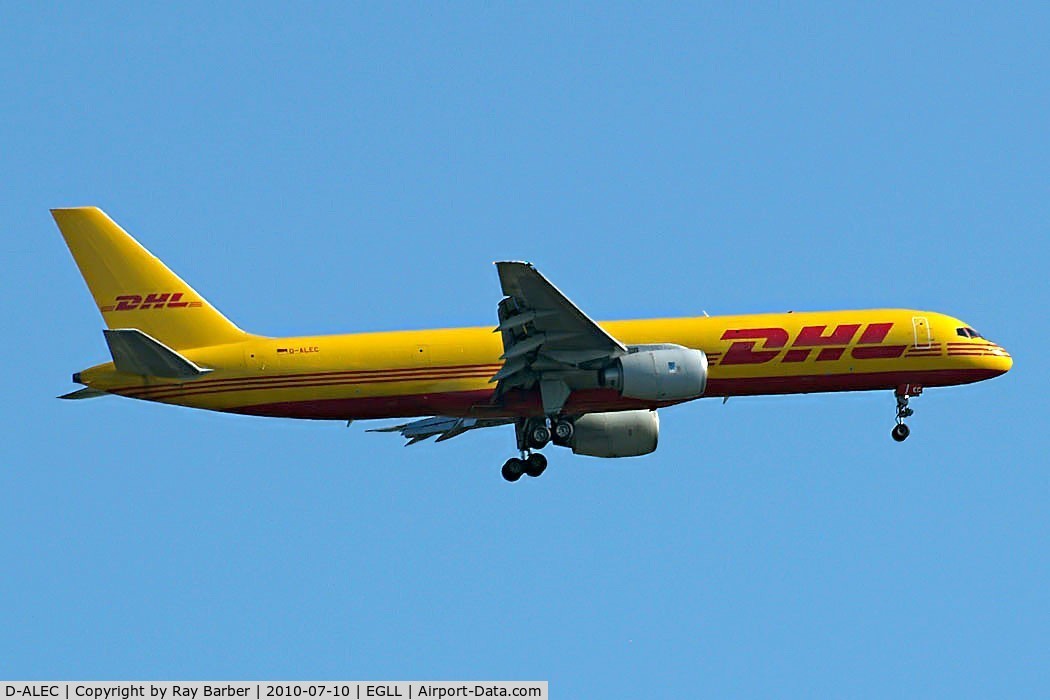 D-ALEC, 1983 Boeing 757-236/SF C/N 22175, Boeing 757-236F [22175] (DHL) Home~G 10/07/2010. On approach 27L