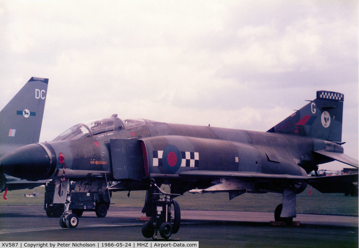 XV587, 1969 McDonnell Douglas Phantom FG1 C/N 3331/9341, Phantom FG.1 of 43 Squadron based at RAF Leuchars on display at the 1986 RAF Mildenhall Air Fete.
