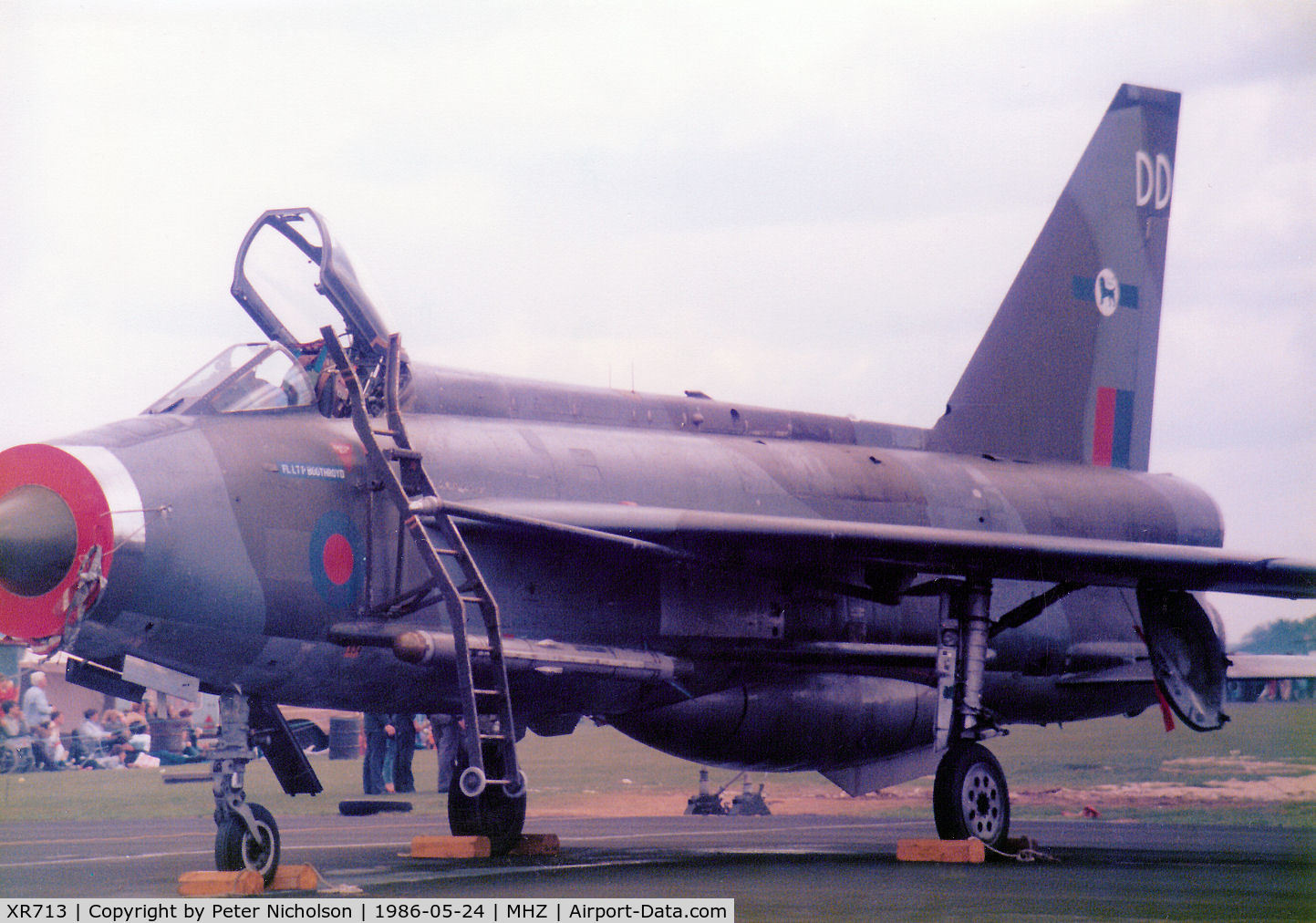 XR713, 1964 English Electric Lightning F.3 C/N 95196, Lightning F.3 of RAF Binbrook's Lightning Training Flight on the flight-line at the 1986 RAF Mildenhall Air Fete.