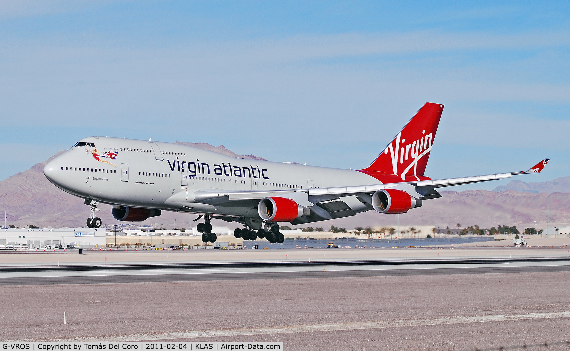 G-VROS, 2001 Boeing 747-443 C/N 30885, Virgin Atlantic Airways Boeing 747-443 G-VROS (cn 30885/1268) 'English Rose'

Las Vegas - McCarran International (LAS / KLAS)
USA - Nevada, February 4, 2011
Photo: Tomas Del Coro