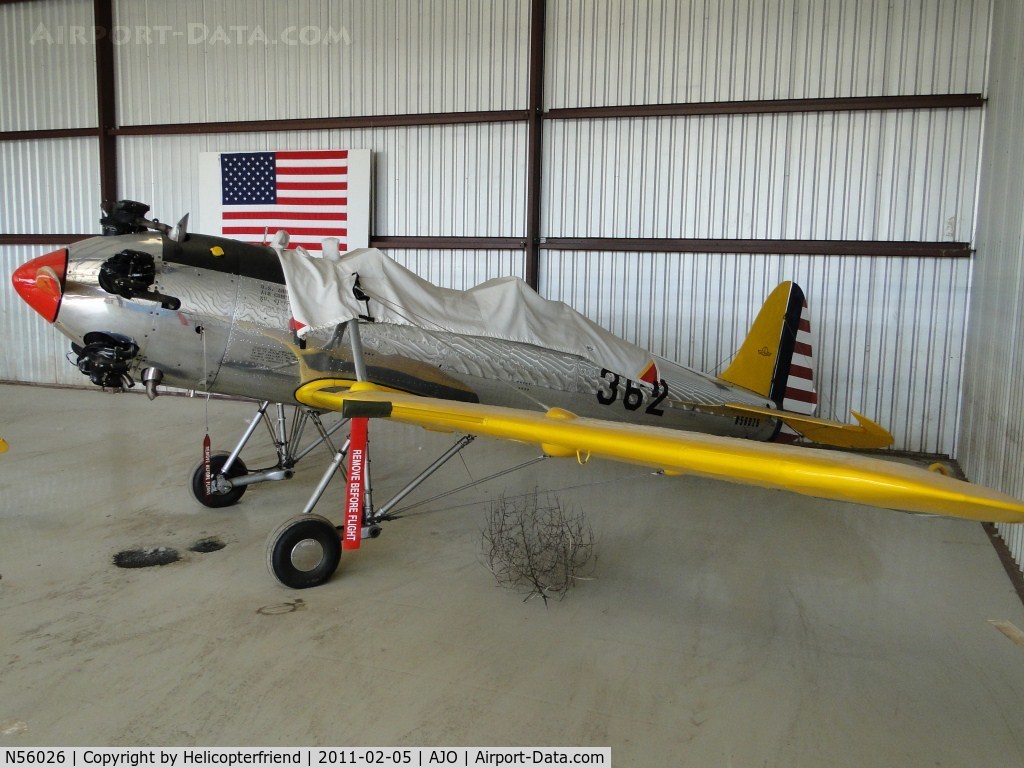 N56026, 1941 Ryan Aeronautical ST3KR C/N 1562, Parked in the hanger behind the Vultee has a tumbleweed visitor