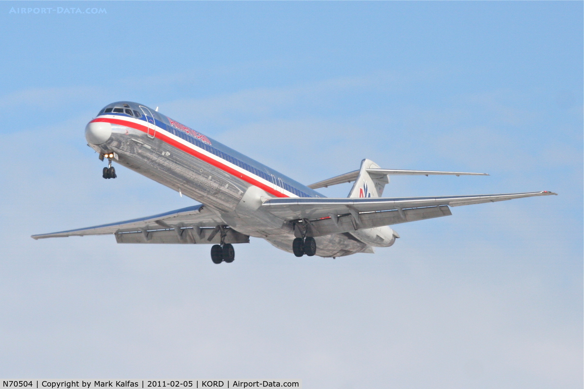 N70504, 1989 McDonnell Douglas MD-82 (DC-9-82) C/N 49798, American Airlines Mcdonnell Douglas DC-9-82, AAL2423 on approach RWY 28 KORD, arriving from KPBI.