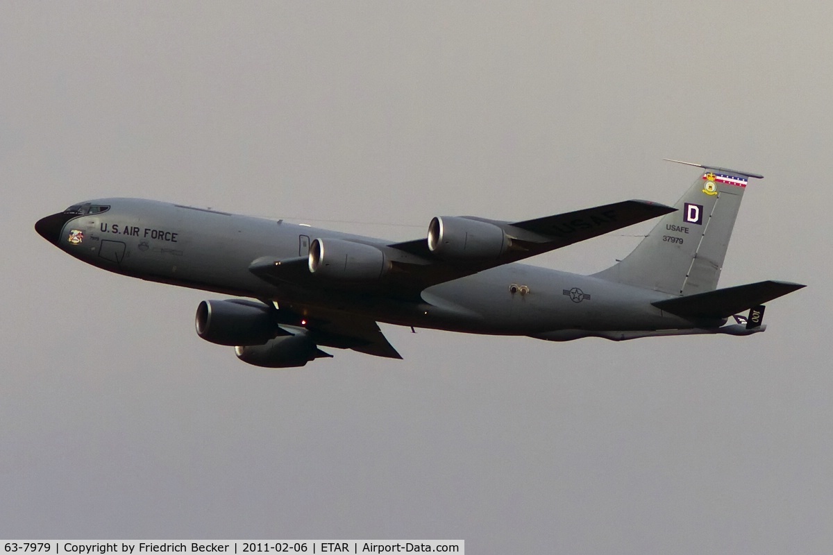 63-7979, 1963 Boeing KC-135R Stratotanker C/N 18596, departing ETAR westbound