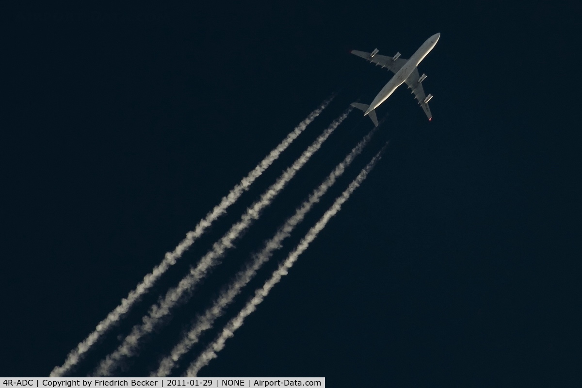 4R-ADC, Airbus A340-311 C/N 034, cruising to London