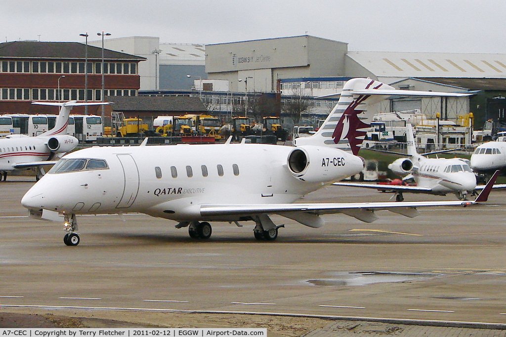 A7-CEC, 2005 Bombardier Challenger 300 (BD-100-1A10) C/N 20042, Qatar Airways Executive's 2005 Bombardier Aircraft BD-100 Challenger 300, c/n: 20042 at Luton