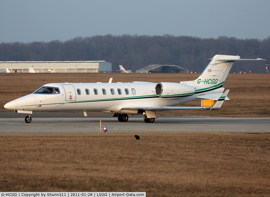 G-HCGD, 2003 Learjet 45 C/N 328, Lining up rwy 05 for departure...