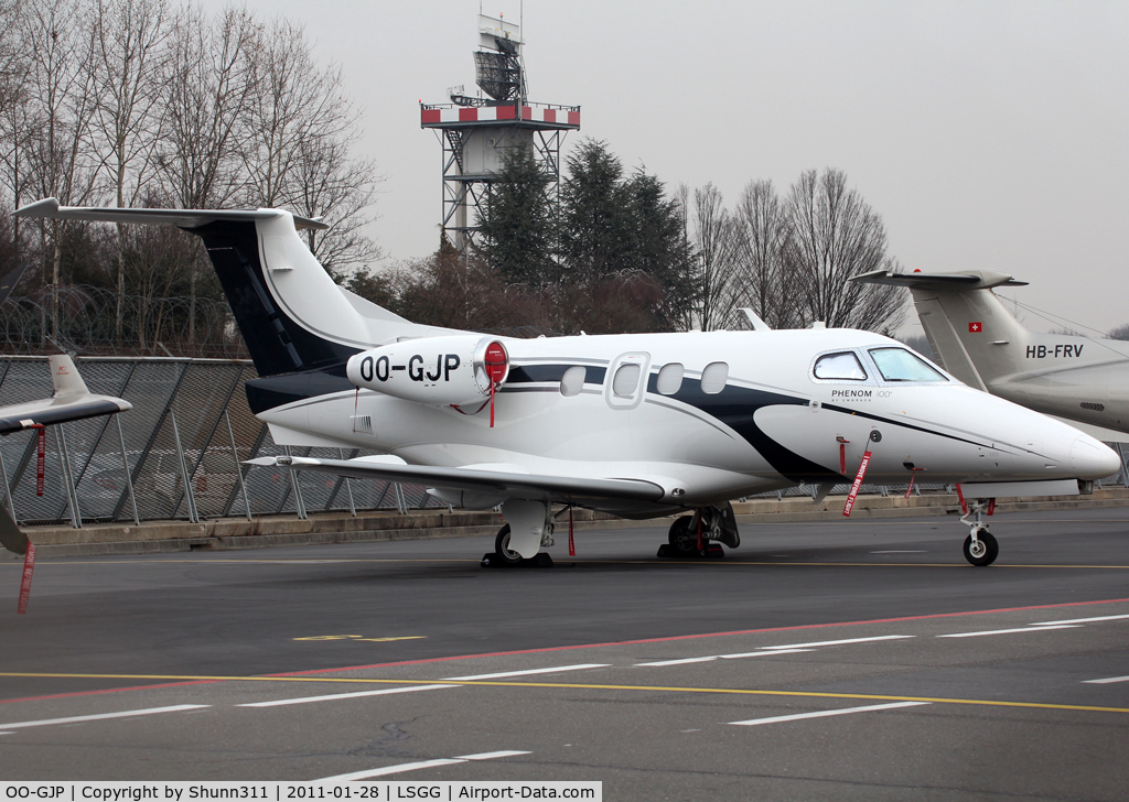 OO-GJP, 2010 Embraer EMB-500 Phenom 100 C/N 50000147, Parked at the General Aviation area...