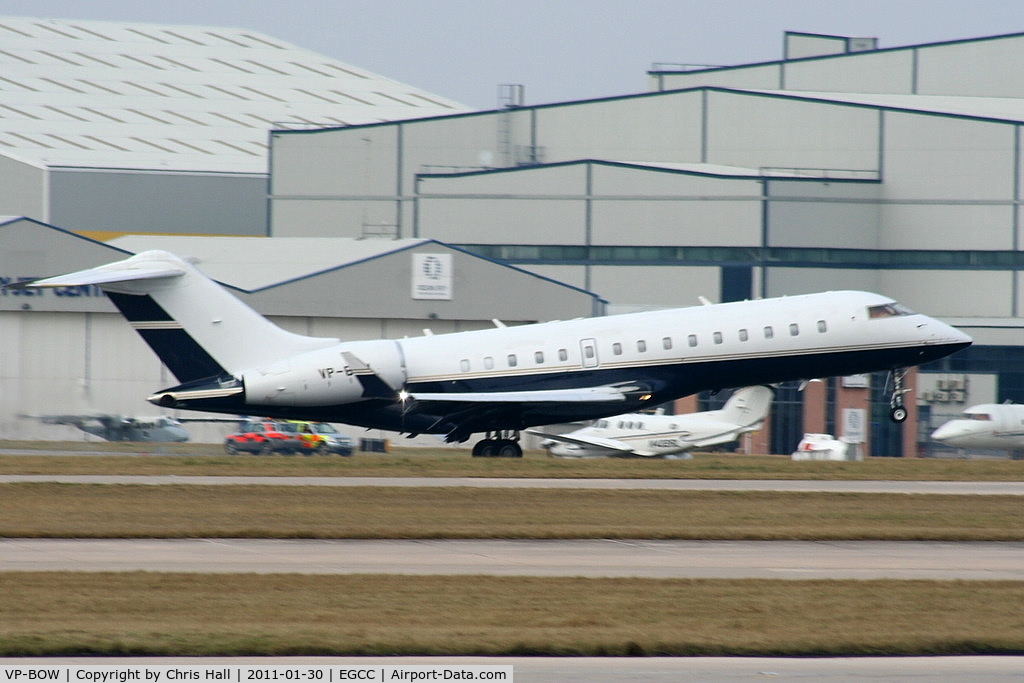 VP-BOW, 2004 Bombardier Global Express (BD-700-1A10) C/N 9141, landing on RW05L