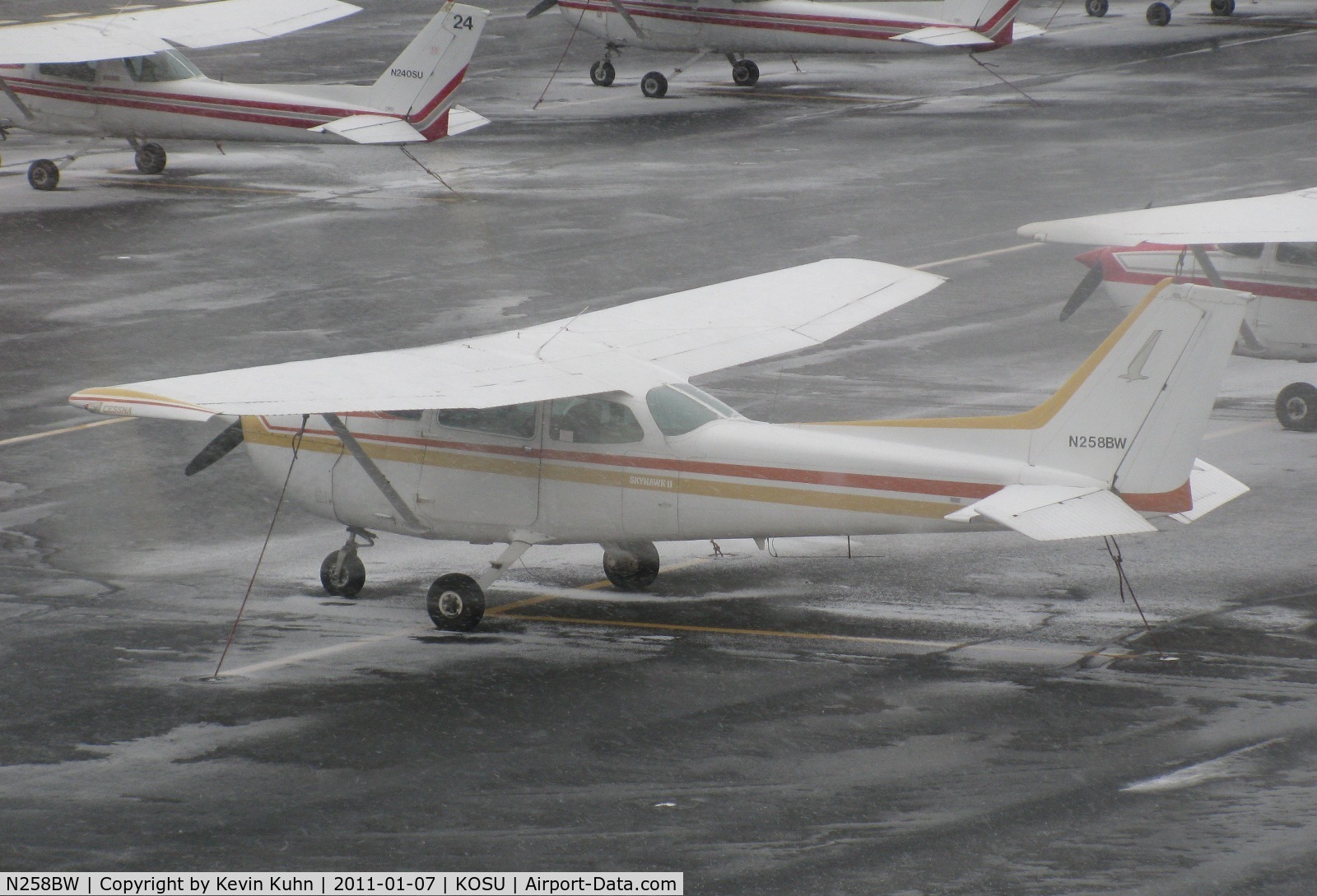 N258BW, 1981 Cessna 172P C/N 17274811, Some distortion as this was taken through the window of the old control tower