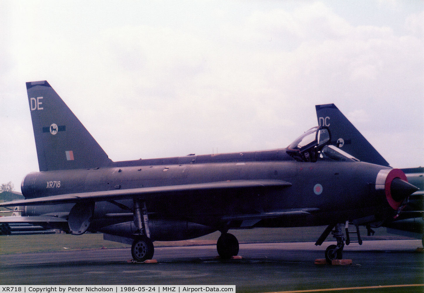 XR718, 1964 English Electric Lightning F.3 C/N 95201, Lightning F.3 of the Lightning Training Flight based at RAF Binbrook on the flight-line at the 1986 RAF Mildenhall Air Fete.