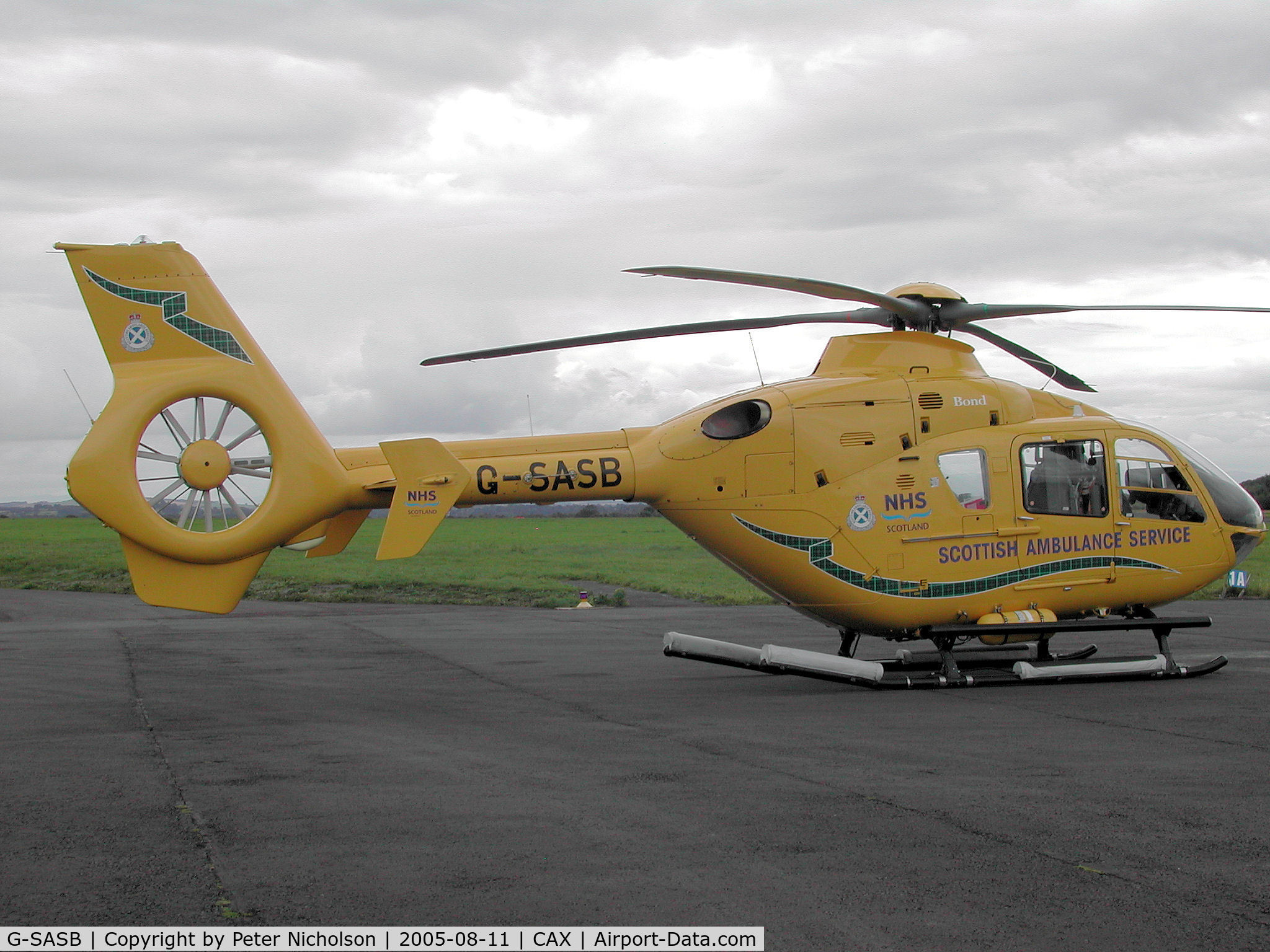 G-SASB, 2000 Eurocopter EC-135T-2+ C/N 0151, Eurocopter air ambulance visiting Carlisle in the Summer of 2005.