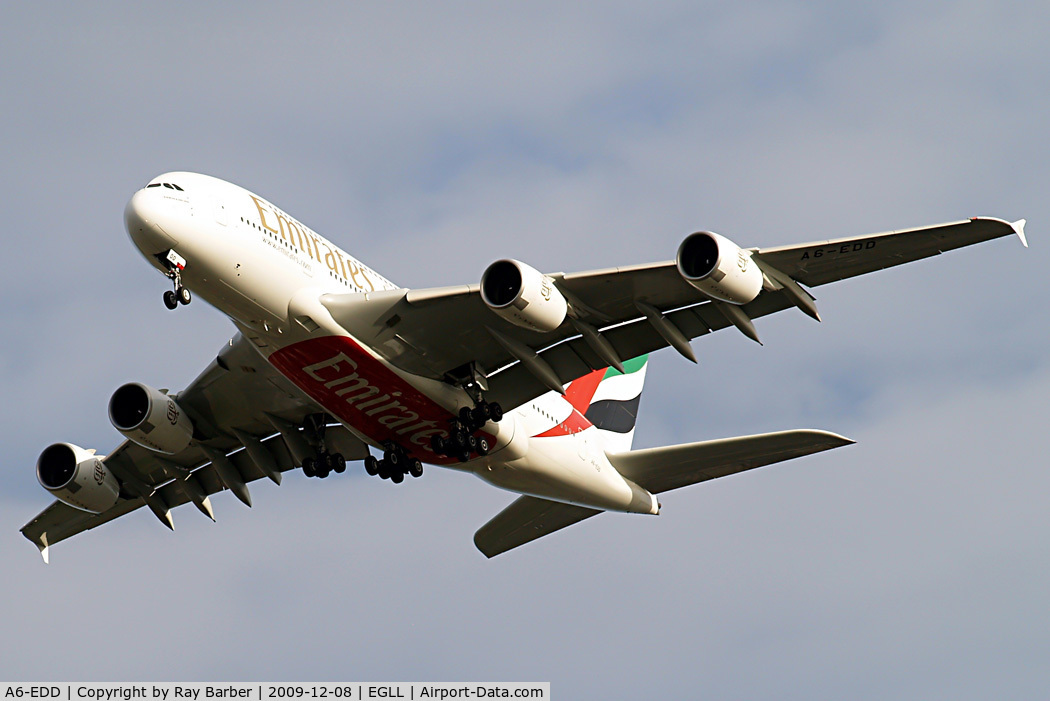 A6-EDD, 2008 Airbus A380-861 C/N 020, Airbus A380-861 [020] (Emirates Airlines) Home~G 08/12/2009.