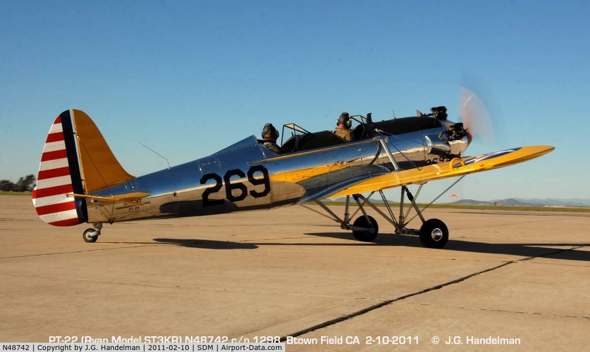 N48742, 1941 Ryan Aeronautical ST3KR C/N 1298, Taxiing at Brown Field