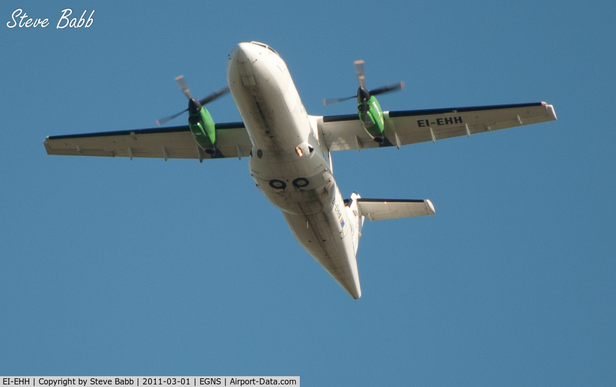 EI-EHH, 1990 ATR 42-300 C/N 196, Aircraft EI-EHH pictured flying over Gansey, Isle of Man, shortly after take off from Ronaldsway Airport at approx 12.30pm 1 March 2011