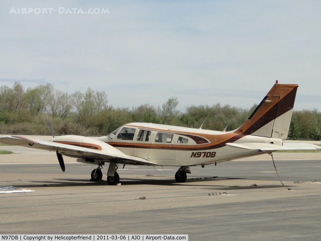 N97DB, 1978 Piper PA-34-200T Seneca II C/N 34-7870457, Tied down and parked