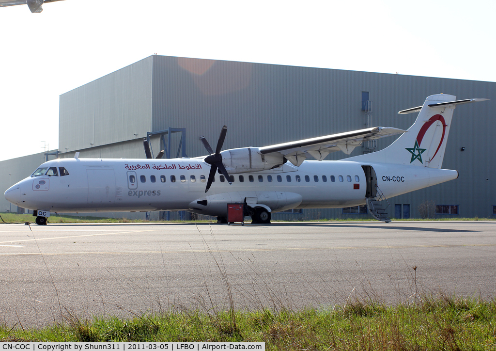 CN-COC, 1995 ATR 72-202 C/N 470, Arab titles on left side... Maintenance at Latecoere Aeroservice facility...