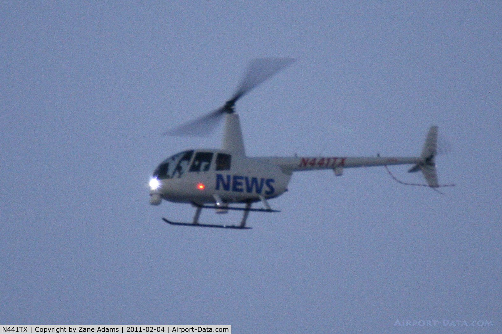 N441TX, Robinson R44 II C/N 12521, News helicopter hovering over Cowboys Stadium before Super Bowl XLV