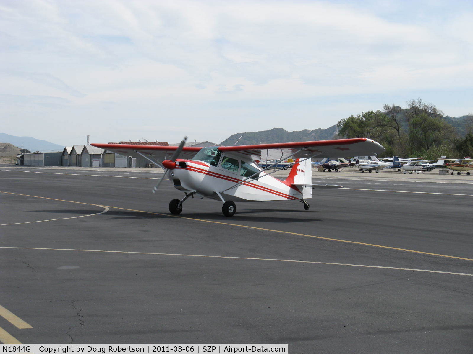 N1844G, 1968 Champion 7KCAB C/N 84, 1968 Champion 7KCAB CITABRIA, Lycoming O-320-B1E 150 Hp, taxi off the active