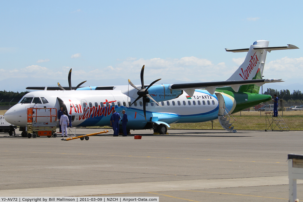 YJ-AV72, 2009 ATR 72-212A C/N 876, in for maintenance with Air NZ